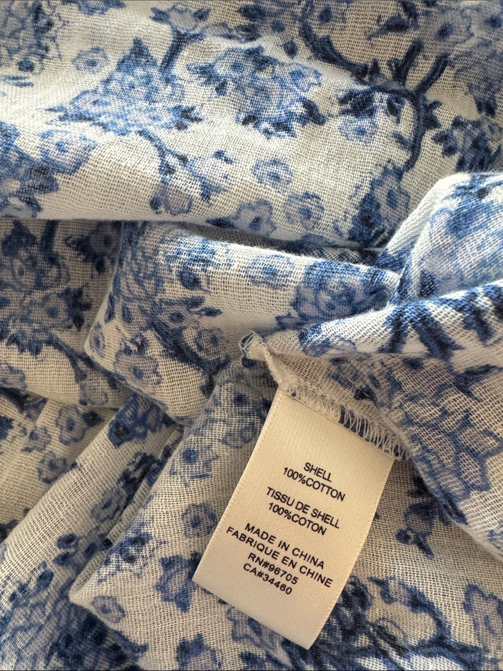 Rebecca Taylor Blue and White Floral Ruffle Off-Shoulder Blouse - Size 10 - Picture 4 of 5